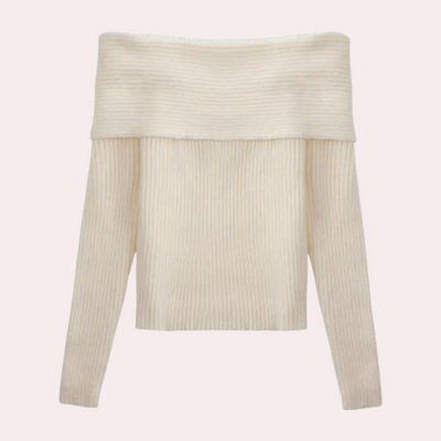 Leorina - Stylischer Off-Shoulder Pullover für Frauen mit elegantem Strickmuster