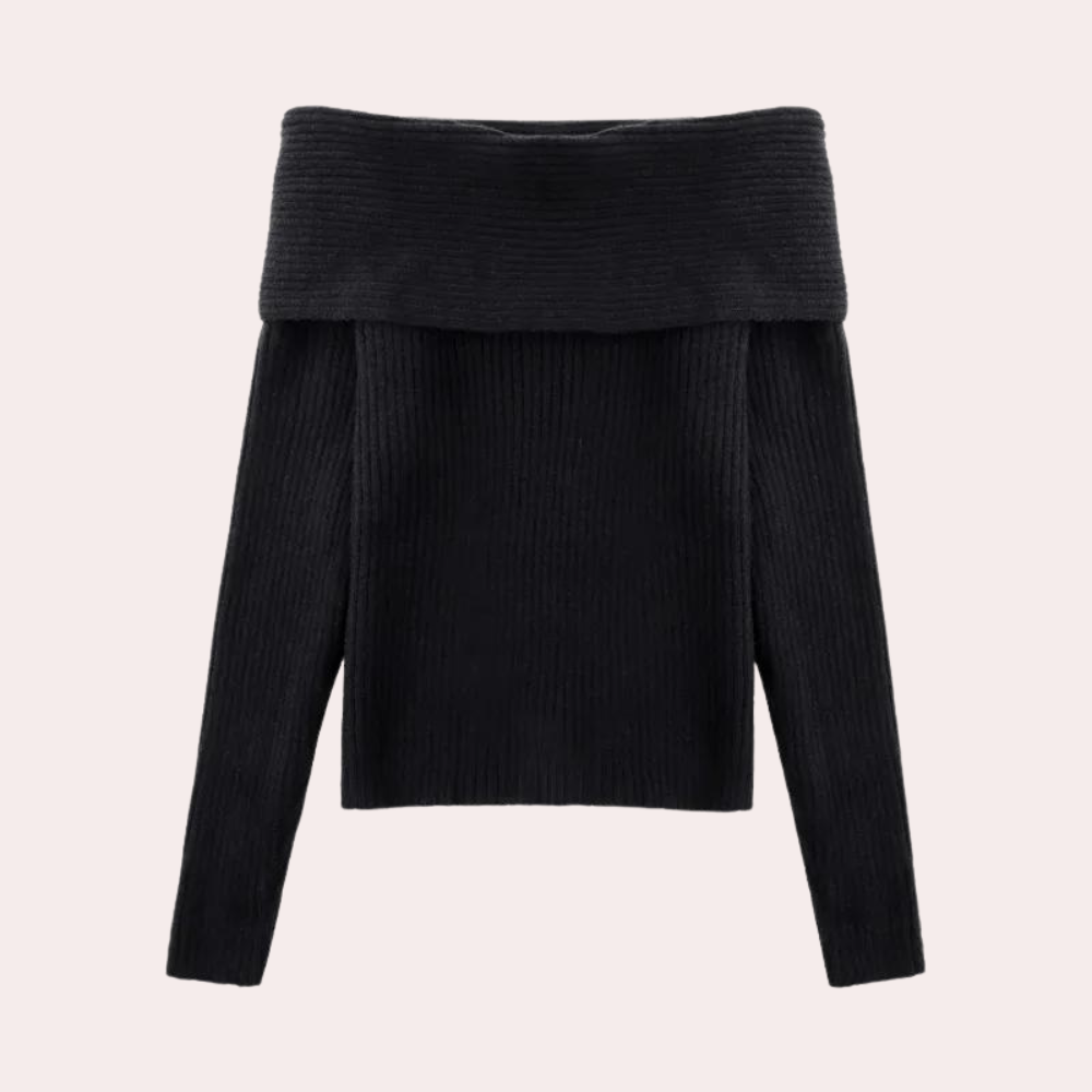 Leorina - Stylischer Off-Shoulder Pullover für Frauen mit elegantem Strickmuster