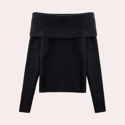 Leorina - Stylischer Off-Shoulder Pullover für Frauen mit elegantem Strickmuster