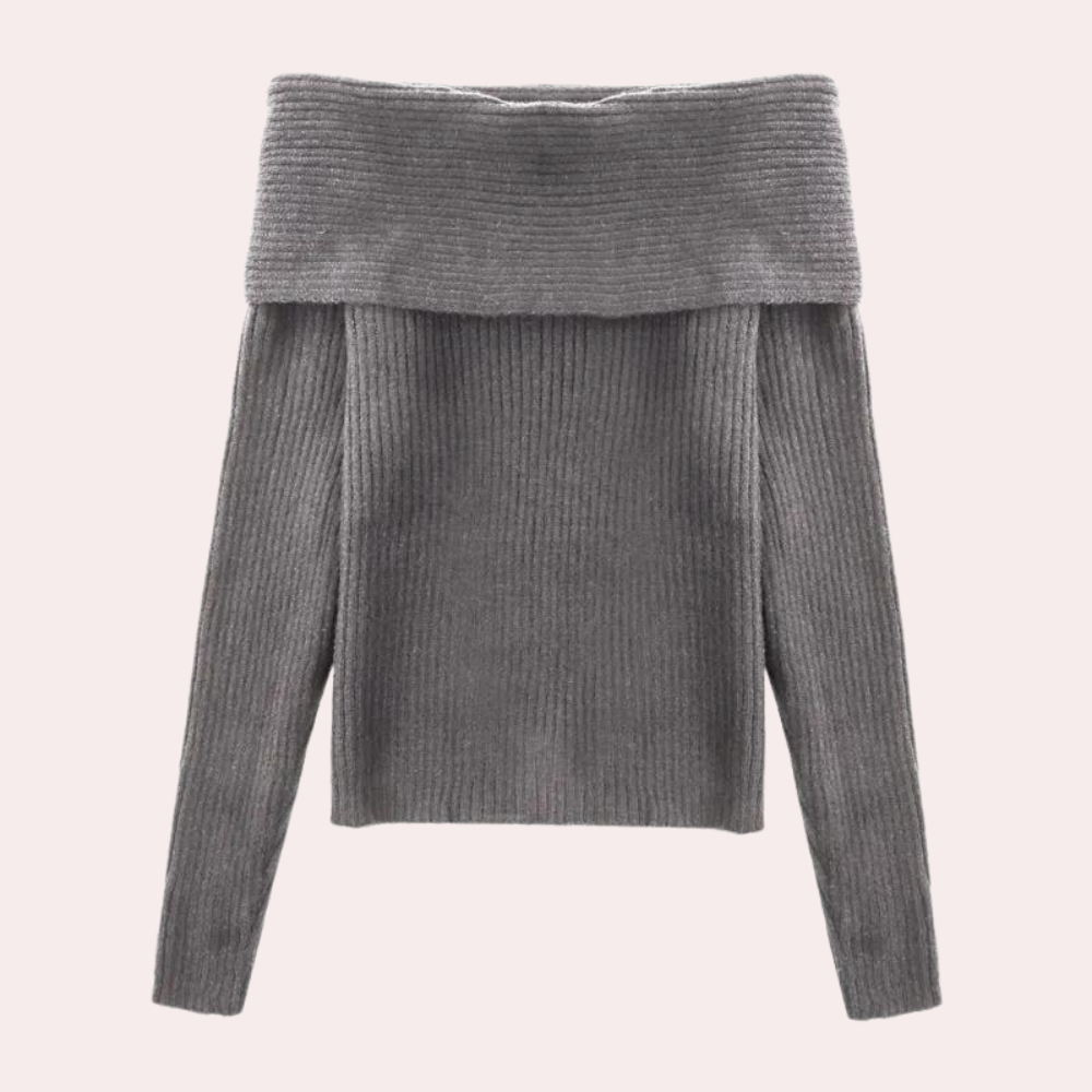 Leorina - Stylischer Off-Shoulder Pullover für Frauen mit elegantem Strickmuster