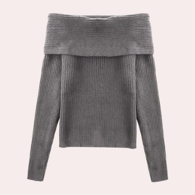 Leorina - Stylischer Off-Shoulder Pullover für Frauen mit elegantem Strickmuster