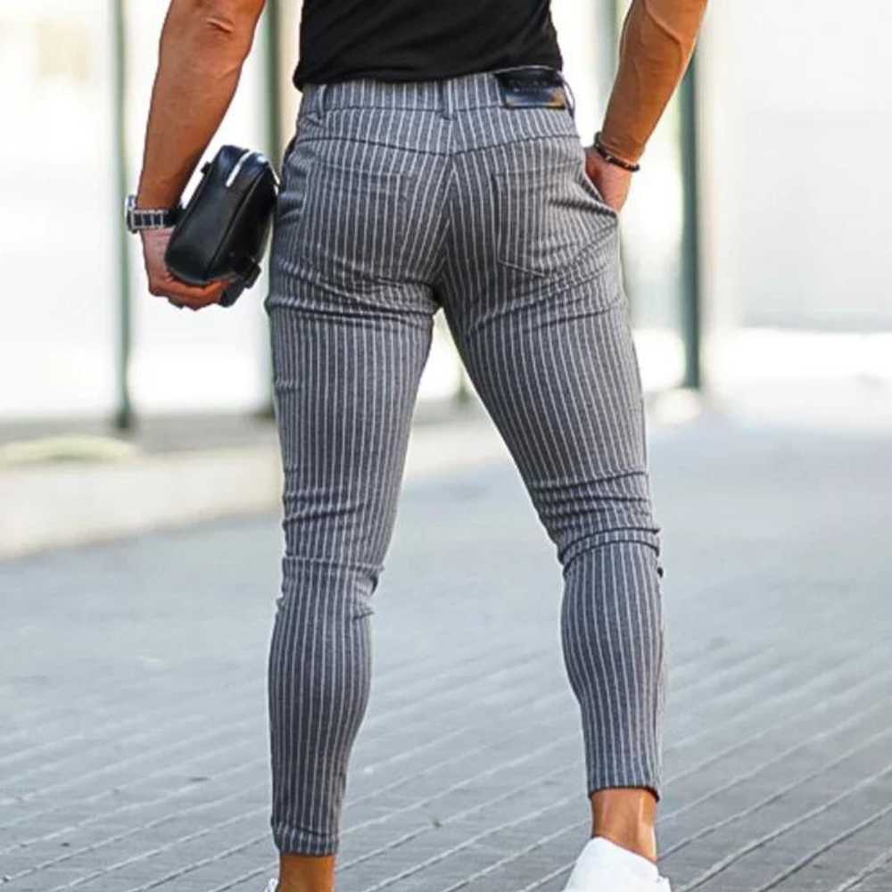 Zlatko - Modische gestreifte und elastische Chino-Hose für Männer