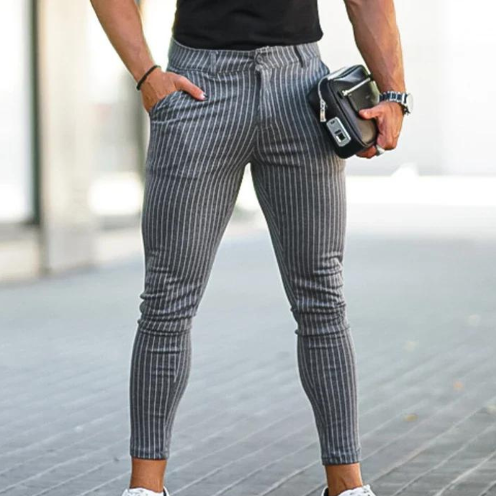 Zlatko - Modische gestreifte und elastische Chino-Hose für Männer