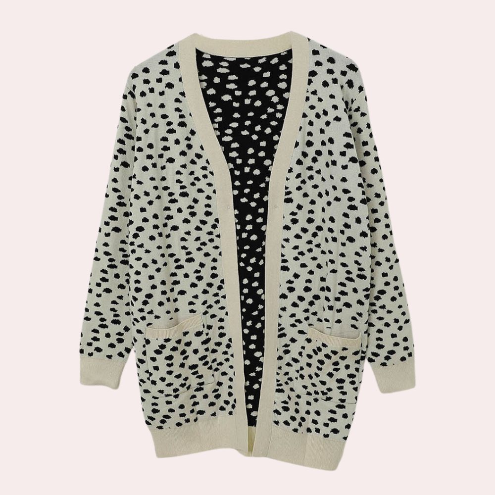Laila - Trendige langärmelige Strickjacke mit einzigartigem Druck für Frauen