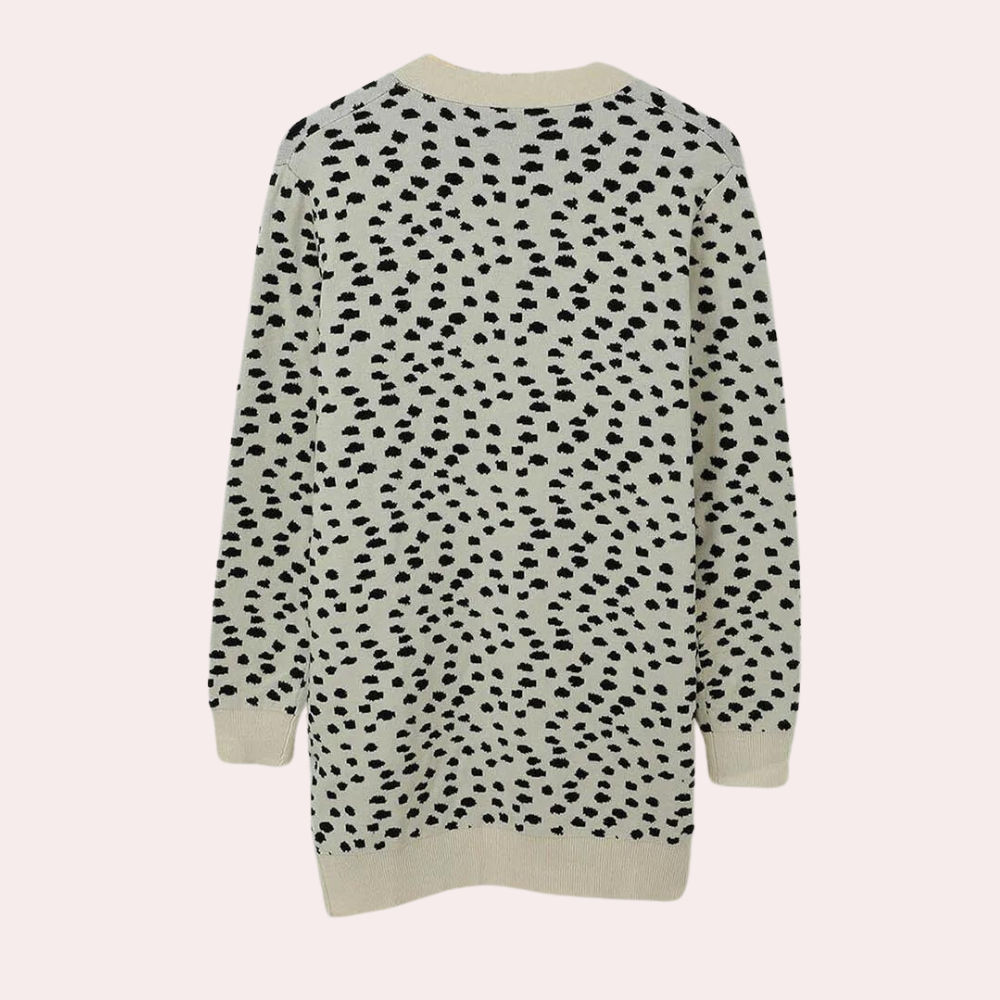 Laila - Trendige langärmelige Strickjacke mit einzigartigem Druck für Frauen