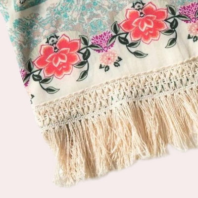 Marjorie - Schicke böhmische Strickjacke mit Blumenmuster in Übergröße