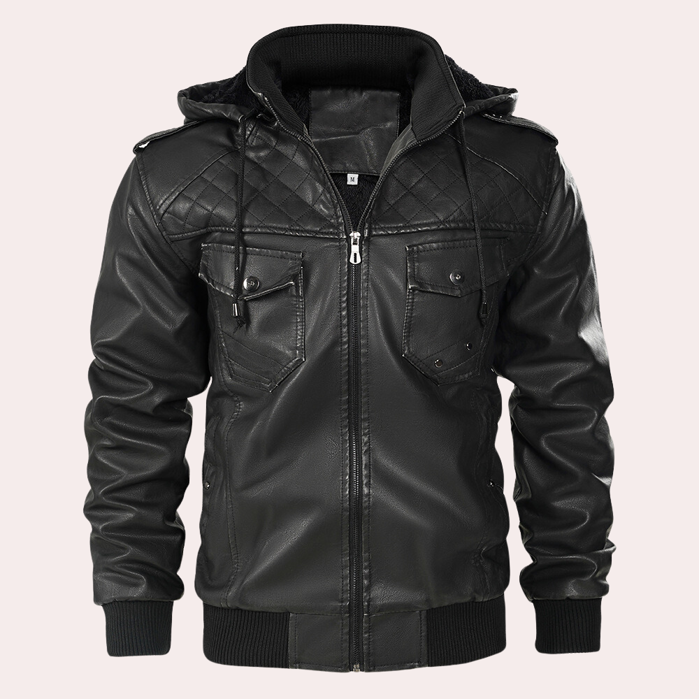 Kyriakos - Elegante Herren Lederjacke mit trendiger Kapuze