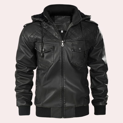 Kyriakos - Elegante Herren Lederjacke mit trendiger Kapuze