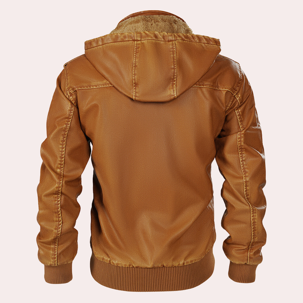 Kyriakos - Elegante Herren Lederjacke mit trendiger Kapuze