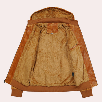 Kyriakos - Elegante Herren Lederjacke mit trendiger Kapuze