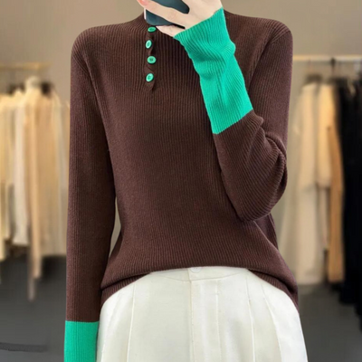 Rhea - Stylischer Damenpullover mit schickem hohen Kragen