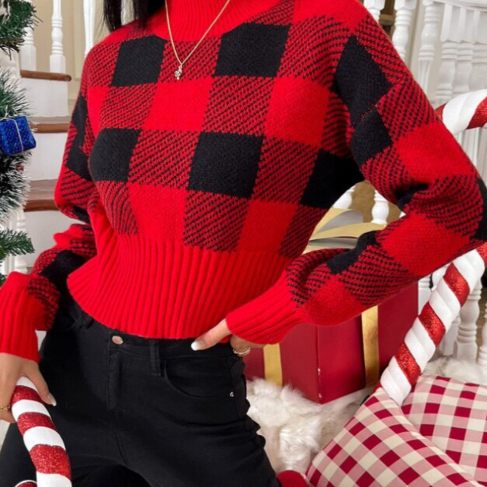 Sonya - Eleganter karierter Pullover für Damen