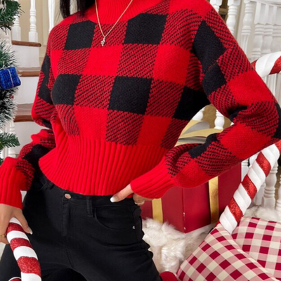 Sonya - Eleganter karierter Pullover für Damen