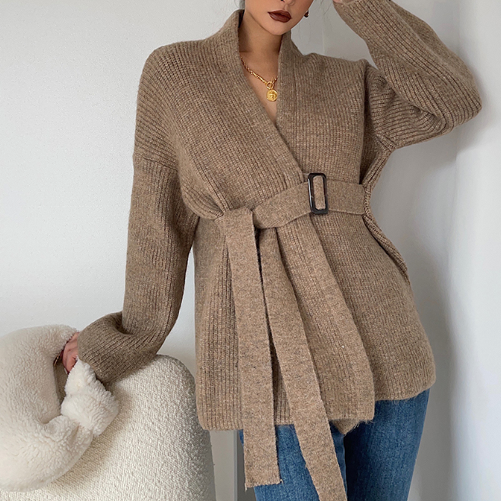 Lotti - Anspruchsvolle Damen Strickjacke mit elegantem Gürtel