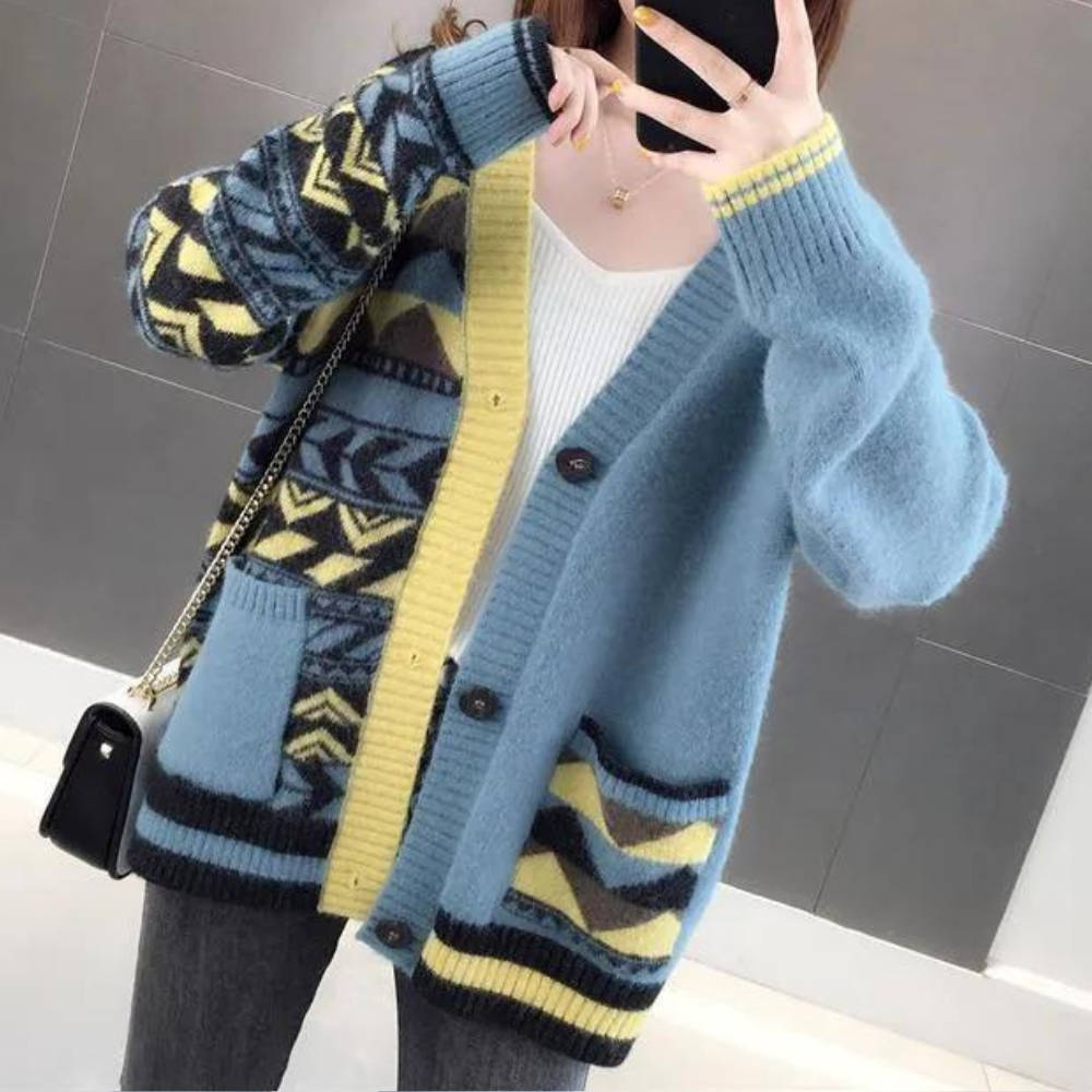 Lenke - Elegante Damenstrickjacke mit V-Ausschnitt für einen zeitlosen Look