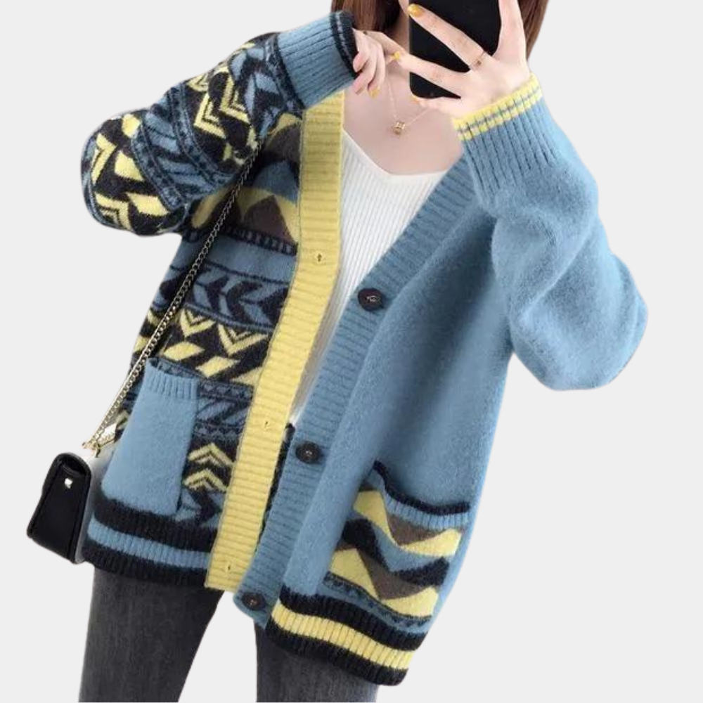 Lenke - Elegante Damenstrickjacke mit V-Ausschnitt für einen zeitlosen Look