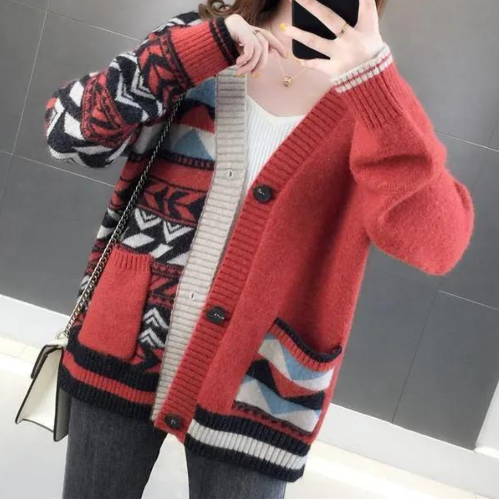 Lenke - Elegante Damenstrickjacke mit V-Ausschnitt für einen zeitlosen Look