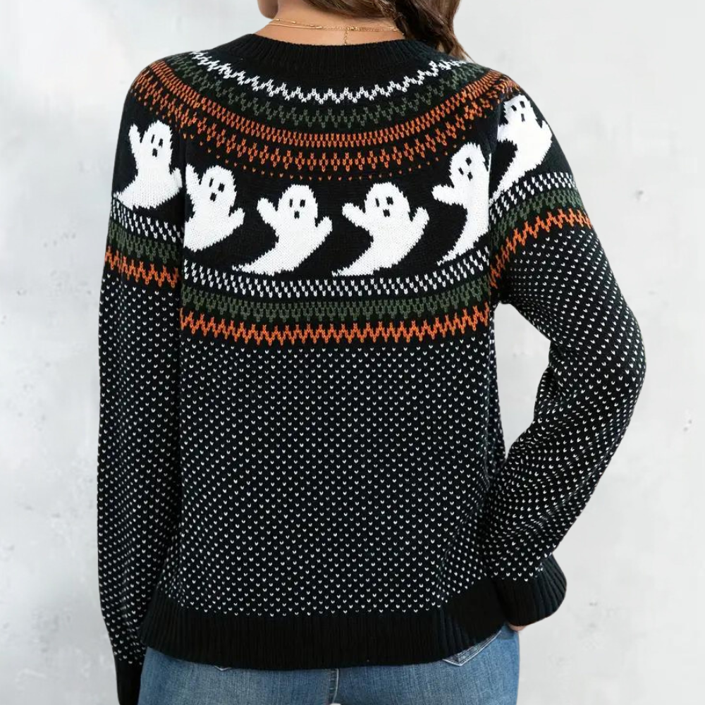 Marika - Bezaubernde Strickjacke mit Gespenstermotiv