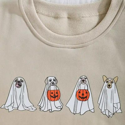 Kinga - Weibliches Halloween Sweatshirt mit gruseligem Hundeaufdruck