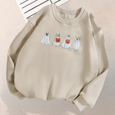 Kinga - Weibliches Halloween Sweatshirt mit gruseligem Hundeaufdruck