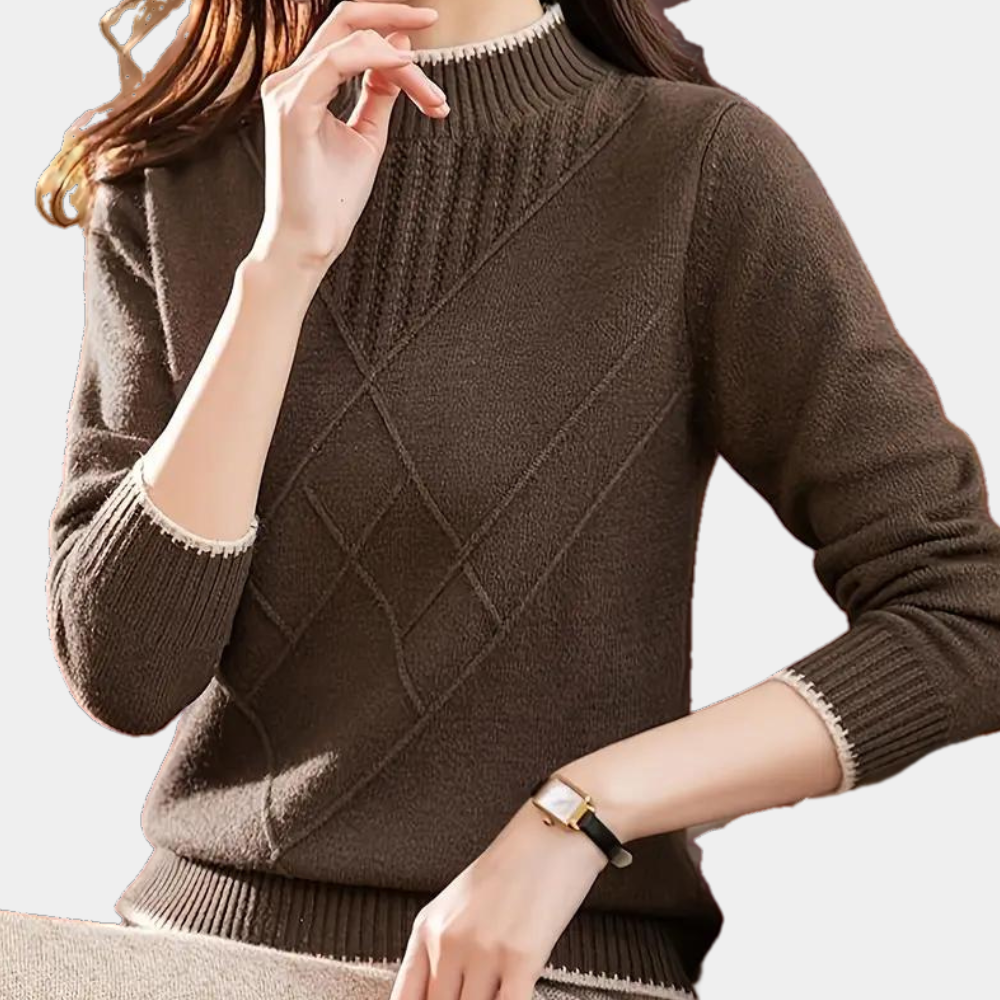 Malyna - Bequemer lässiger Damen-Halbrollkragenpullover für einen entspannten Look