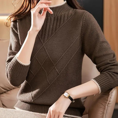 Malyna - Bequemer lässiger Damen-Halbrollkragenpullover für einen entspannten Look