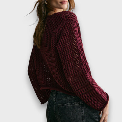 Jessa – Strick-Cardigan in Burgunderrot