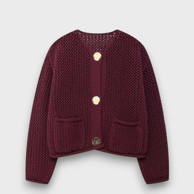 Jessa – Strick-Cardigan in Burgunderrot