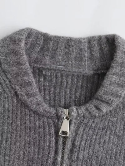 Majestic | Grau O-neck Knit Frauen Pullover Jacke Mode