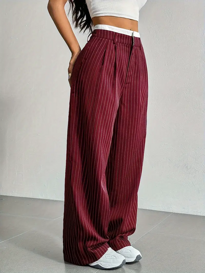 Gestreifte Damen Stoffhose