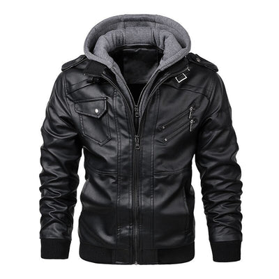 Stylische Herren Lederjacke mit Kapuze - Jacob