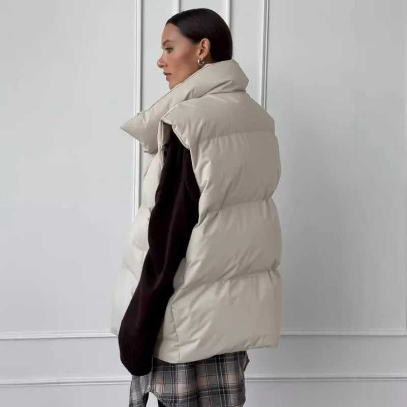 Yvette™ | Damen Langer Winterweste mit Reißverschluss und Wattierung in Einfarbig