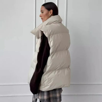 BlazeTrench | Men's Long Winter Vest with Zipper and Padding in Solid Color