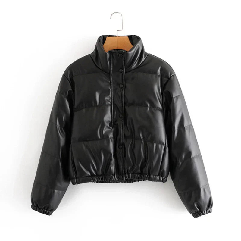 50 % Rabatt | Strideon™ | Damen Parka Jacke aus Kunstleder mit Stehkrage  [ Letzter Tag Rabatt ]