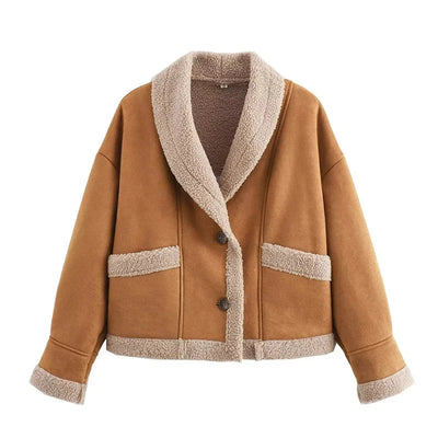 Giovanna™ | Damen winterjacke aus kunstlammfell, modisch und warm mit umlegekragen