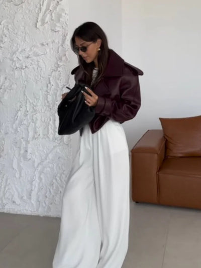 Majestic | Chic cropped lederjacke damen mit revers