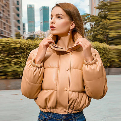 50 % Rabatt | Strideon™ | Damen Parka Jacke aus Kunstleder mit Stehkrage  [ Letzter Tag Rabatt ]