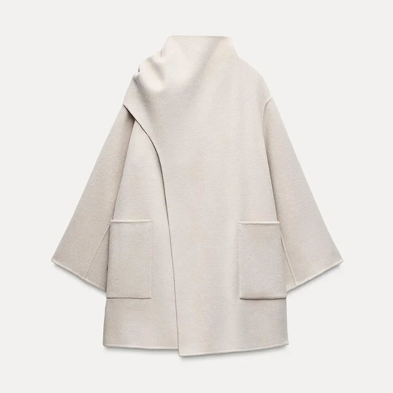 Majestic | Bequem Damen-Asymmetrischer Wollmantel