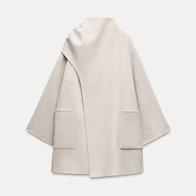 Majestic | Bequem Damen-Asymmetrischer Wollmantel