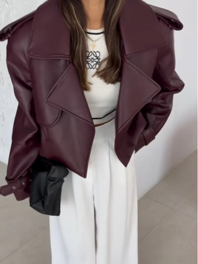 Majestic | Chic cropped lederjacke damen mit revers