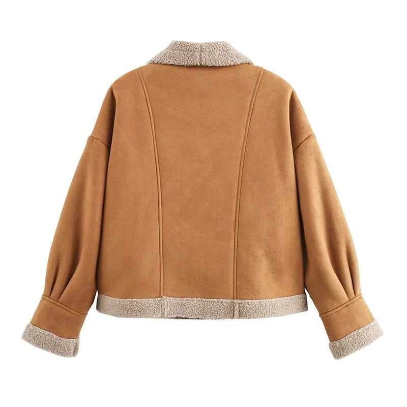Giovanna™ | Damen winterjacke aus kunstlammfell, modisch und warm mit umlegekragen