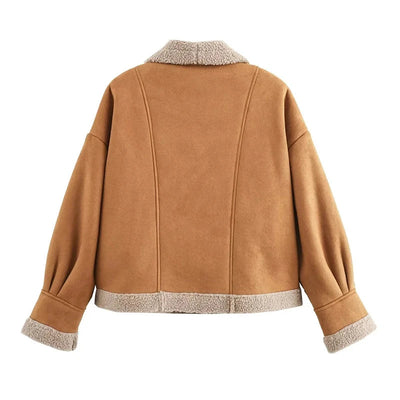 Giovanna™ | Damen winterjacke aus kunstlammfell, modisch und warm mit umlegekragen