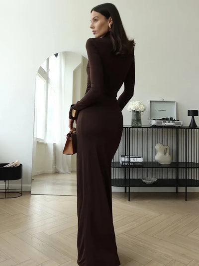 Lotte™ – Sexy, figurbetontes Rollkragenkleid mit hohem Schlitz