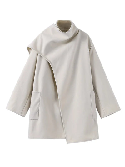 Majestic | Bequem Damen-Asymmetrischer Wollmantel