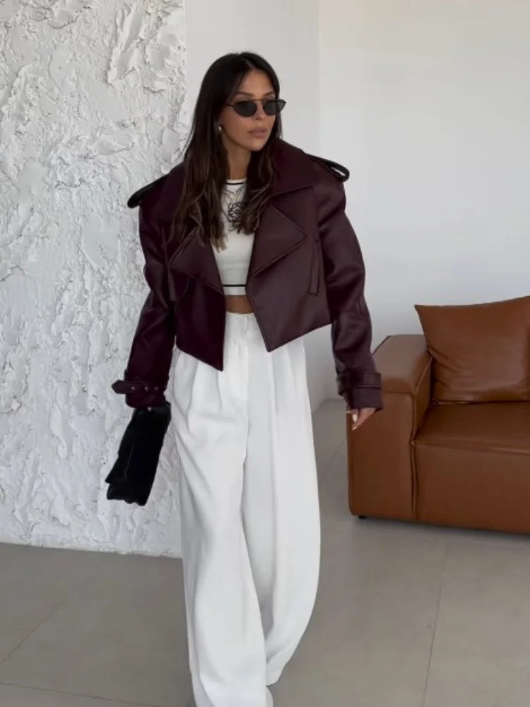 Majestic | Chic cropped lederjacke damen mit revers