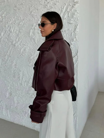 Majestic | Chic cropped lederjacke damen mit revers