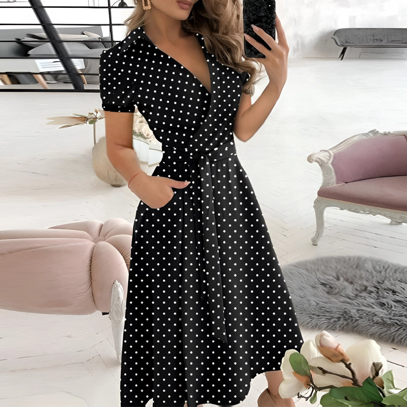 EleganBlack™ - Schwarzes schulterfreies Midikleid mit Gürtel, für formelle Abendgarderobe