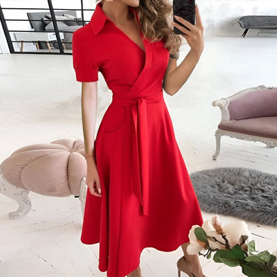 EleganBlack™ - Schwarzes schulterfreies Midikleid mit Gürtel, für formelle Abendgarderobe