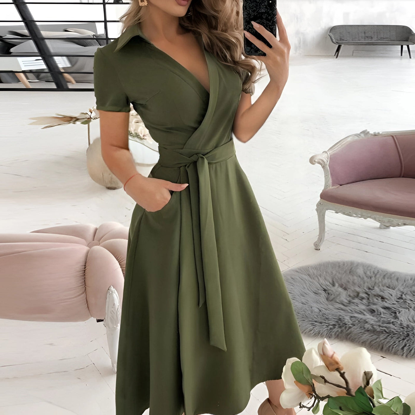 EleganBlack™ - Schwarzes schulterfreies Midikleid mit Gürtel, für formelle Abendgarderobe