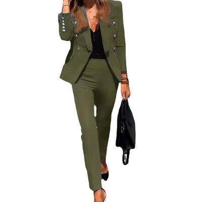 50% Rabatt | Blazuit™ - Gelber Blazer-Hosenanzug für Frauen